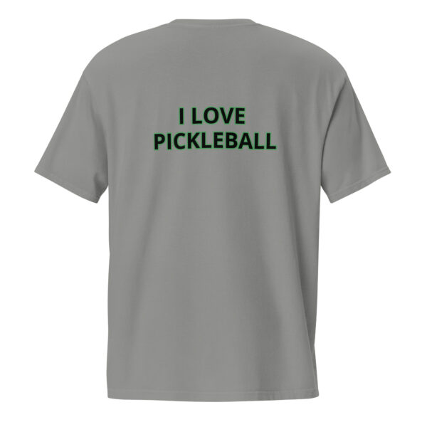 PICKLEBALL CHICK WITH I LOVE PICKLEBALL ON BACK UNISEX GARMET-DYED POCKET T-SHIRT - Image 4