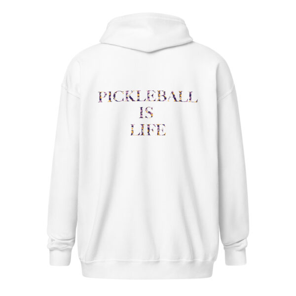 PICKLEBALL CHICK UNISEX HEAVY BLEND ZIP HOODIE "FLORAL PICKLEBALL IS LIFE" ON BACK - Image 2